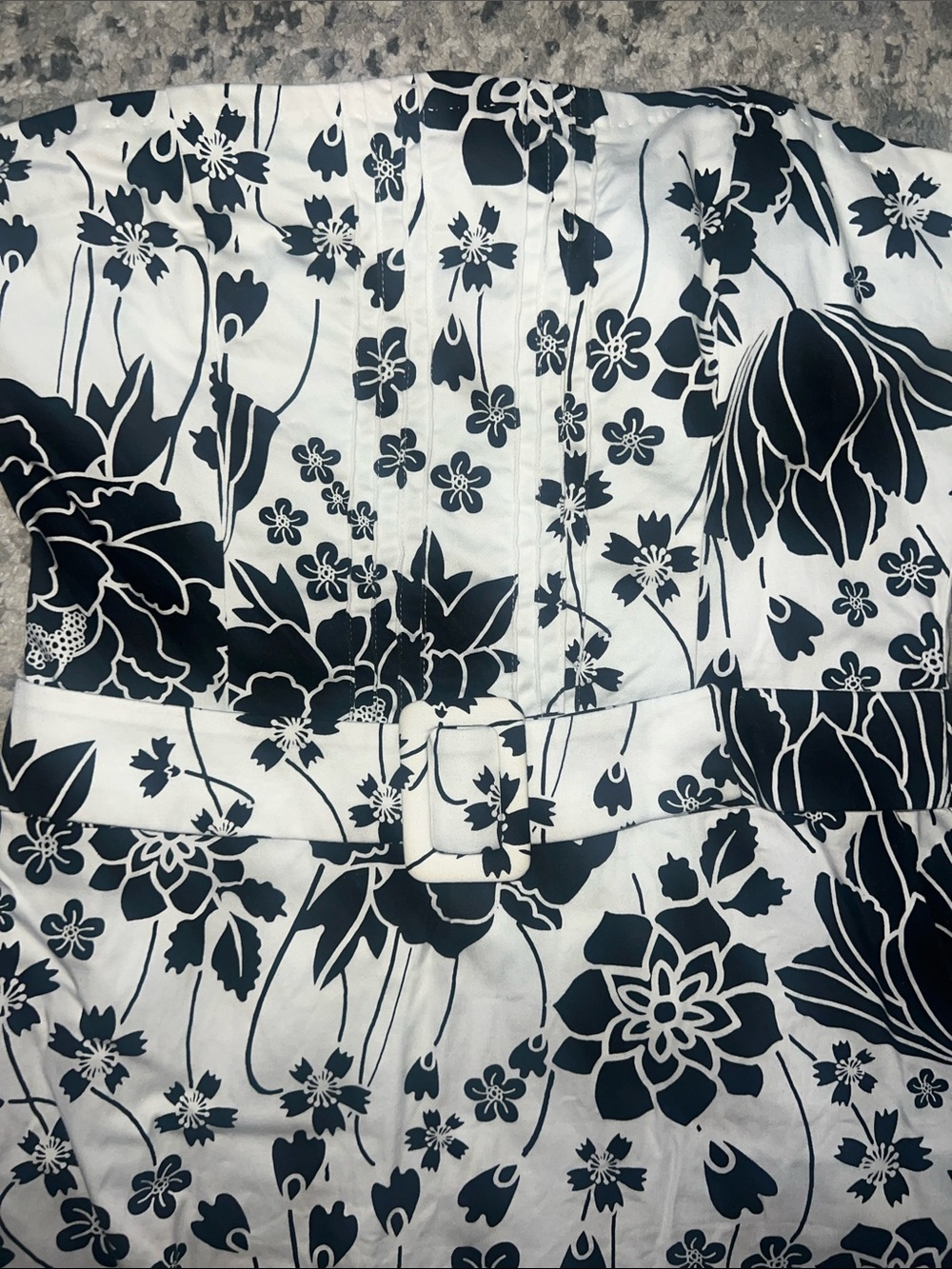 B. Smart Vintage Y2K Strapless Black & White Floral Belted Cotton Dress,Size 12 - Picture 3 of 9